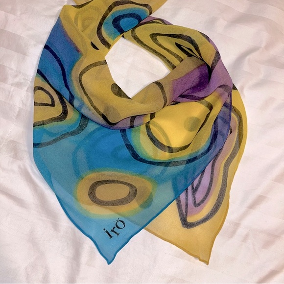 IRO Silk Chiffon Abstract Print • Art • Individually Hand Painted Scarf - Picture 1 of 8